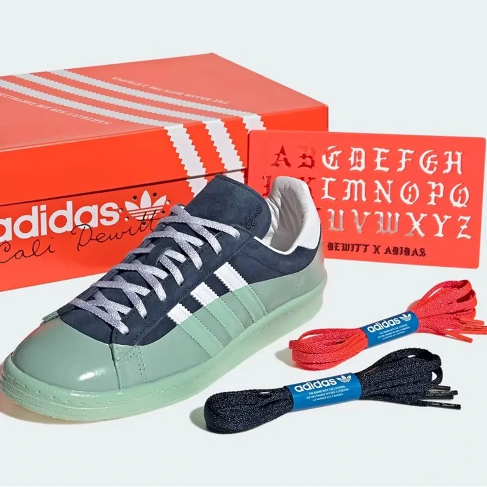Adidas x Cali Dewitt navy white mint green campus 80s sneakers special edition - Picture 15 of 16